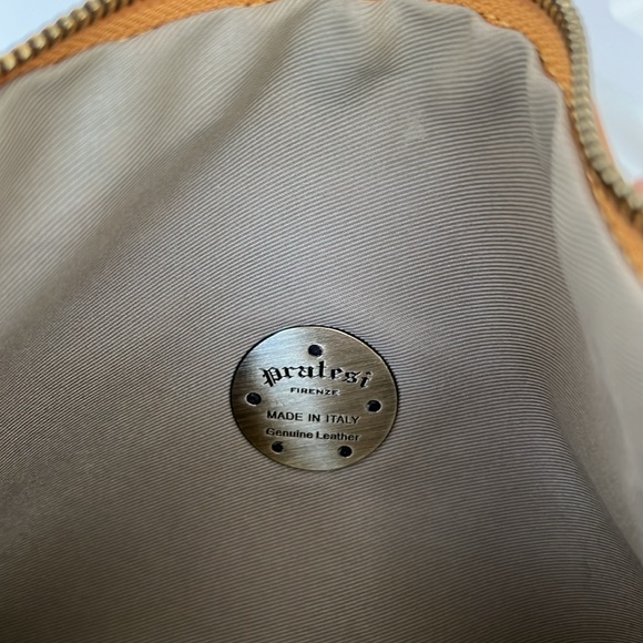 Pratesi Firenze Studded Cognac Brown Leather Clutch Wristlet Crossbody Bag Italy - Picture 10 of 14